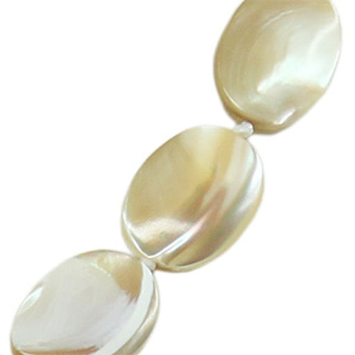 Перламутр бежевый (Индонезия), плоские овалы 13х18мм, бусы 46,47...51,52см