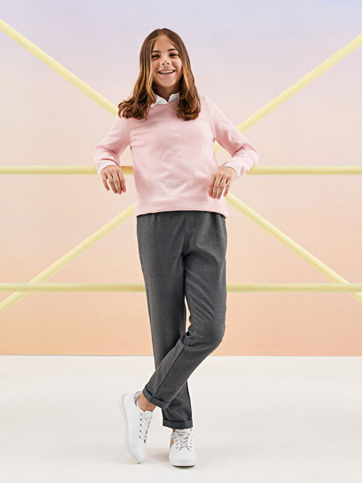 Beli Lastikli K?z ?ocuk Okul Pantolonu