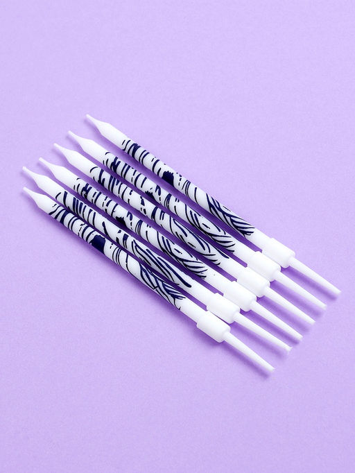 Цена за 2 шт. Свечи для торта Волнистые линии, 6 шт., белый с фиолетовым - Страна карнавалия фото 4