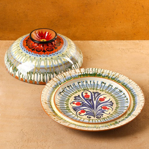 Блинница узбекская Риштанская керамика, d=26.5 см, разноцветная