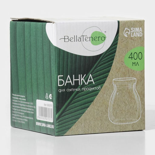 Банка для сыпучих BellaTenero «Бамбук», 400 мл, 9.5×9.5 см, с бамбуковой крышкой, стекло, прозрачная