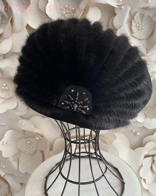 Вера замша мех.норка Берет женский флис (56-58)