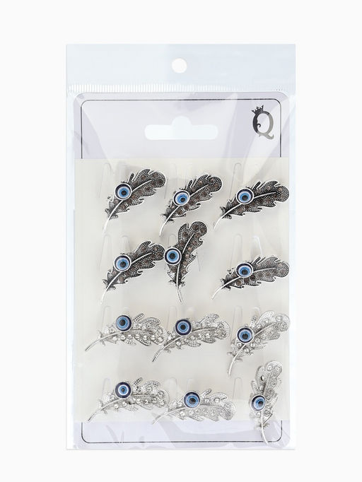 Цена за 12 шт. Брошь-оберег «Пёрышко с глазиком», МИКС