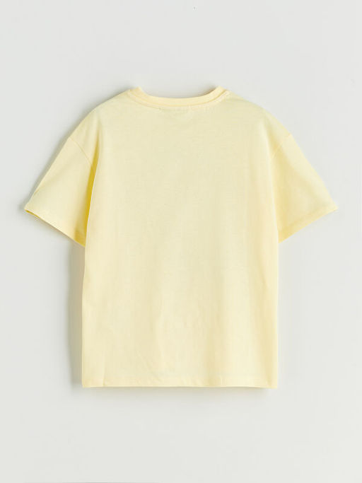 Bisiklet Yaka Stitch Bask?l? K?z ?ocuk Ti??rt