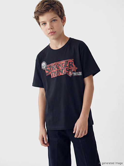 Stranger Things Bask?l? Erkek ?ocuk Ti??rt