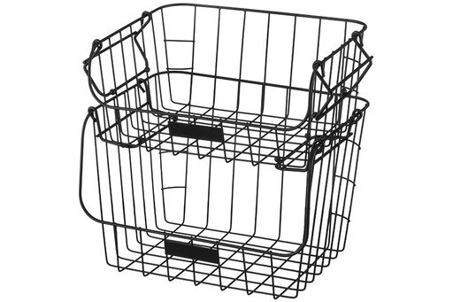 Набор 2 корзин 29,5*22*13 см + 31,5*22*21 см  Черный с ручками, металл - Elan gallery фото 3