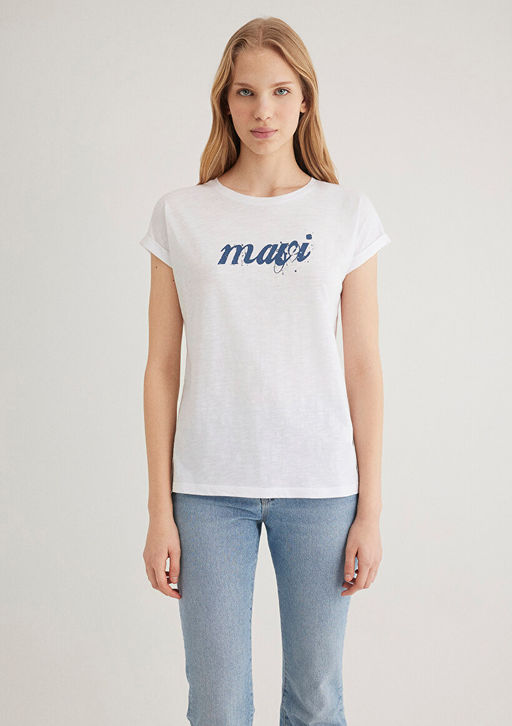Mavi Logo Bask?l? Beyaz Tisort  фото 5
