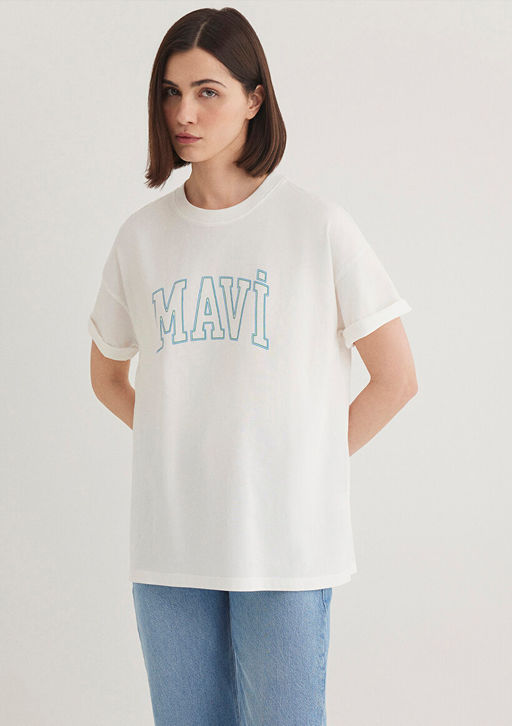 Mavi Logo Bask?l? Beyaz Tisort  фото 2