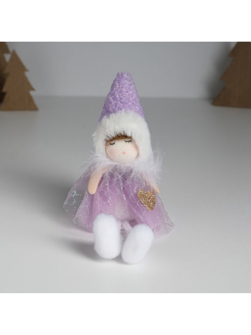 Интерьерная кукла текстильная Девочка в сиреневом платьишке с пушистым воротником, 7.2?7?18 см - Simaland фото 4