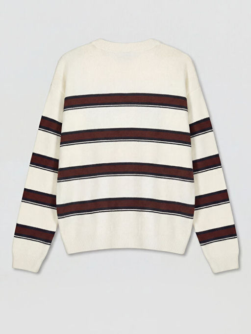 Bisiklet Yaka ?izgili Erkek ?ocuk Triko Kazak