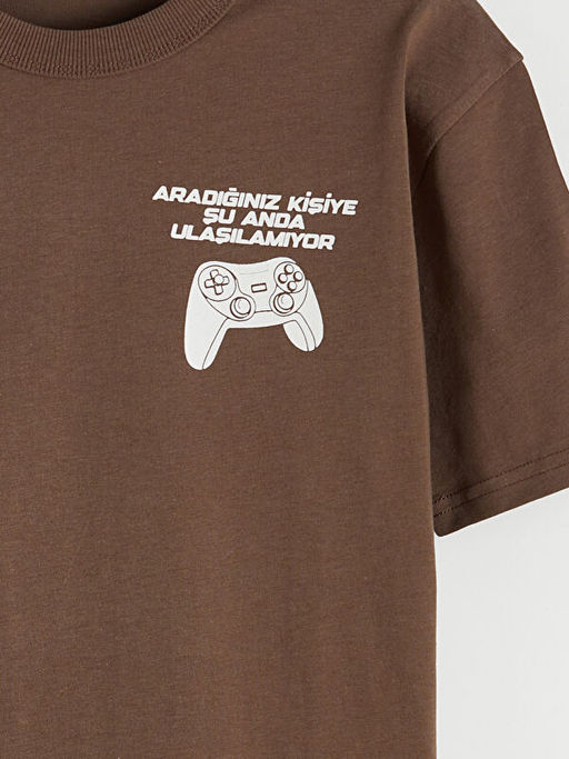 Bisiklet Yaka Bask?l? Erkek ?ocuk Ti??rt