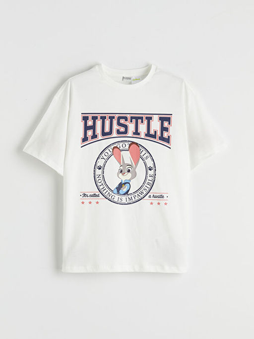 Bisiklet Yaka Zootopia Bask?l? K?z ?ocuk Ti??rt