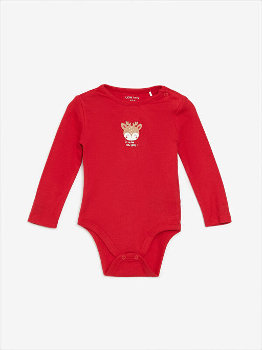 Bisiklet Yaka Uzun Kollu Bask?l? K?z Bebek ??t??tl? Bodysuit 2li