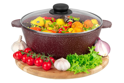 Жаровня (сотейник) 26 см 3,7 л ГАРМОНИЯ ВКУСА Рубин С КРЫШКОЙ ф26, 32,5*27*14,5 см - Elan gallery фото 3