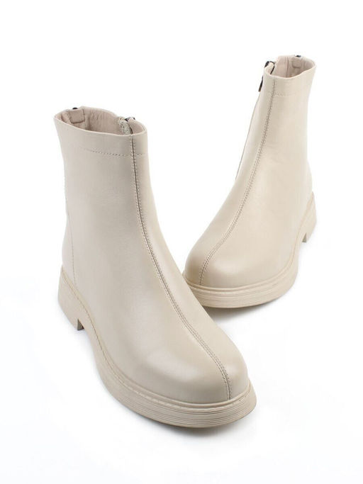 01-XKL21-225DR BEIGE Ботинки демисезонные женские (натуральная кожа, байка)
