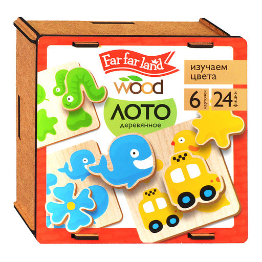Лото зигзаг Изучаем цвета 6 карточек, 24 фишки ( деревянная ) - Десятое королевство фото 5
