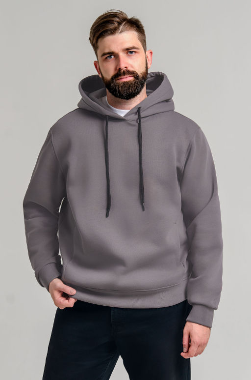 Арт. 69303 Толстовка мужская с начесом 48-58 (6 шт) Цвет:серый