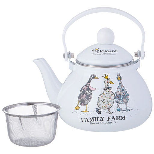 Чайник Agness Family Farm эмалированный 1,3 л индукционное дно фото 3