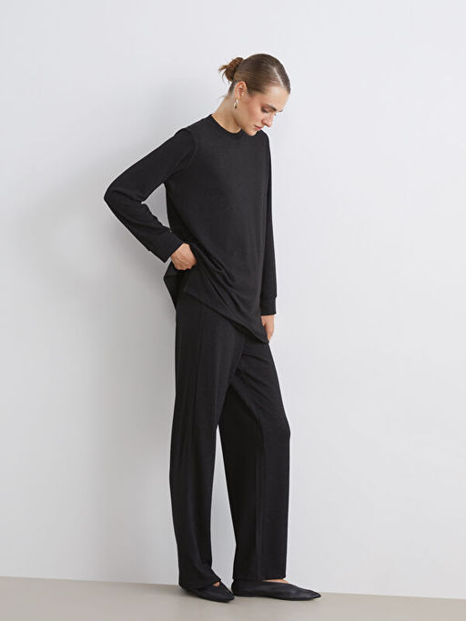 Beli Lastikli Parlak G?r?n?ml? Kad?n Pantolon