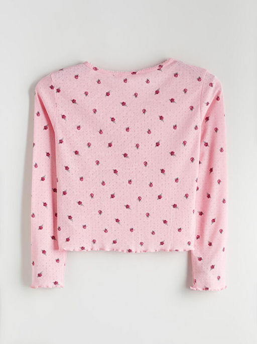 Bisiklet Yaka ?i?ekli Kad?n Pijama ?st?