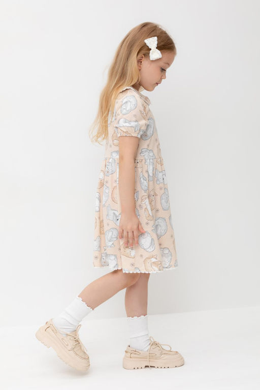 КР 5932/песчаный,зайчики и ромашки к563 платье для дев - Crockid фото 4