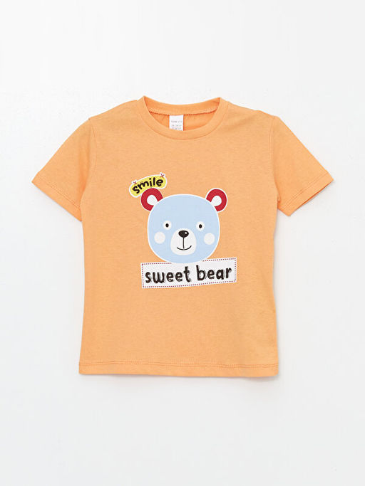 Bisiklet Yaka K?sa Kollu Bask?l? Erkek Bebek Ti??rt