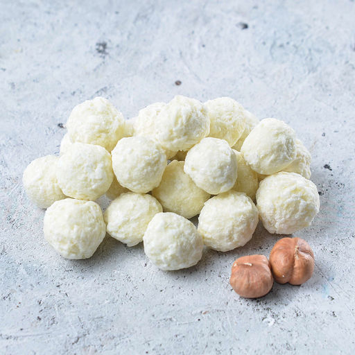 Цена за 0,5 кг Фундук КОКОСАН в белой шоколадной глазури с кокосовой стружкой (кг)