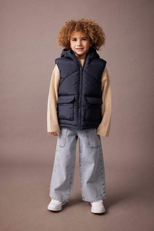 Пуховик с капюшоном на флисовой подкладке для мальчика - Defacto фото 2