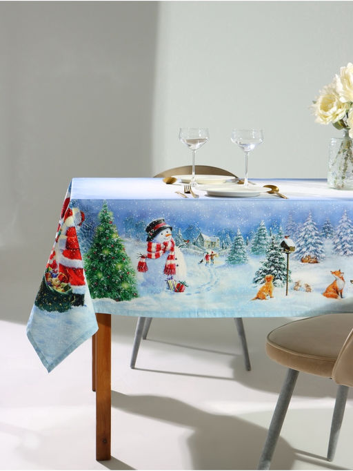Скатерть новогодняя Этель. Рождественский вечер, 150?220 см, с ВГМО, 100% хлопок, саржа 190 г/м?