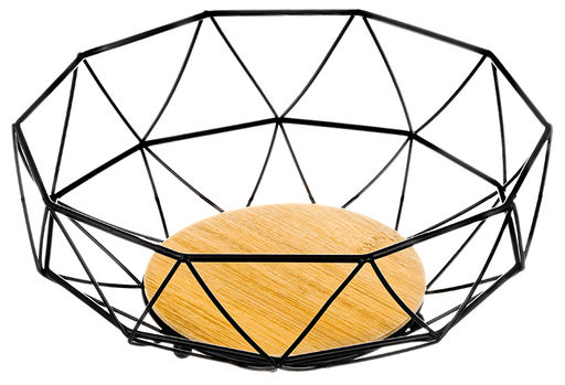 Корзина для фруктов 27*27*11 см "Черная" с бамбуковым дном