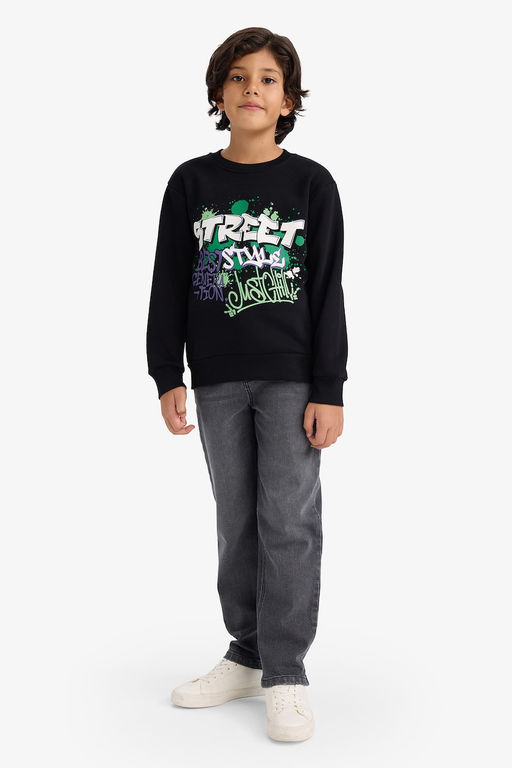 Bisiklet Yaka Bask_l_ __i Yumu_ak T_yl_ Sweatshirt Erkek _ocuk - Defacto фото 2