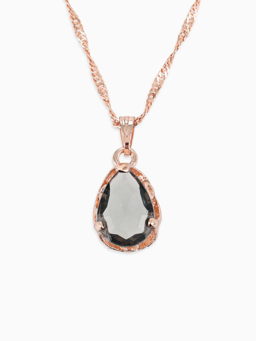 Гарнитур 3 предмета: серьги, кулон, кольцо безразмерное Эдель капля, цвет серый в золоте, 45 см