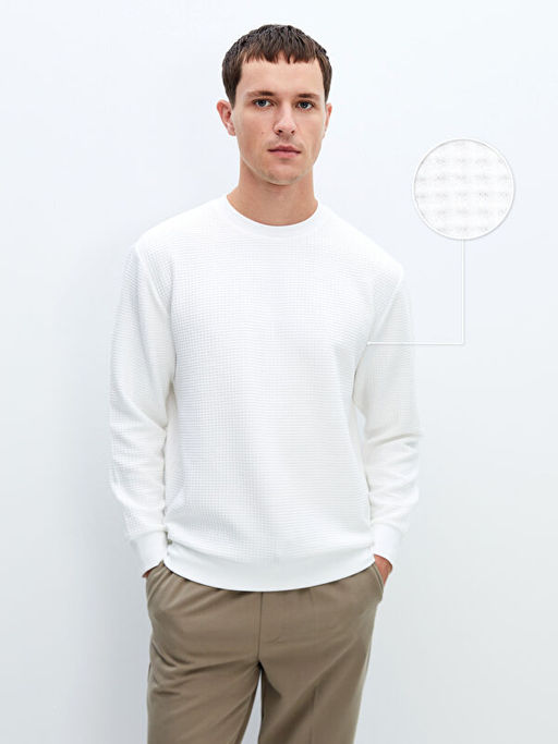 Bisiklet Yaka Uzun Kollu Erkek Sweatshirt