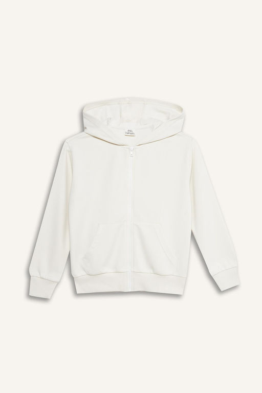 Regular F_t Basic Kap__onlu Fermuarl_ Sweatshirt K_z _ocuk - Defacto фото 6
