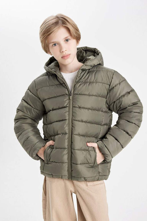 Водоотталкивающая куртка-пуховик с капюшоном для мальчиков - Defacto фото 4