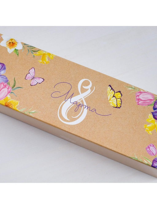 Цена за 5 шт. Коробка для макарун, кондитерская упаковка, «8 марта» 18×5.5×5.5 см