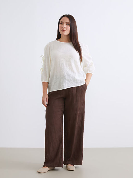 Beli Lastikli Dokulu Geni? Pa?a Kad?n Pantolon