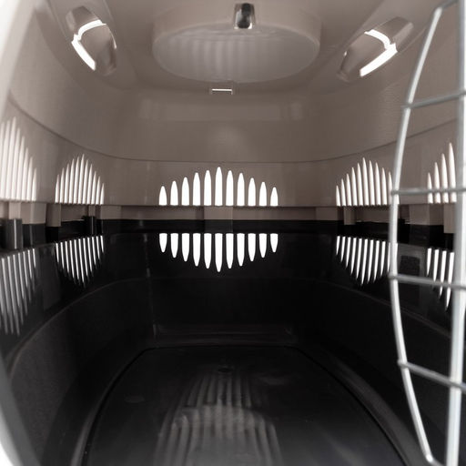 Переноска для животных до 12 кг Пижон 49х33х32см, металлическая дверь, бежево-серая  фото 7