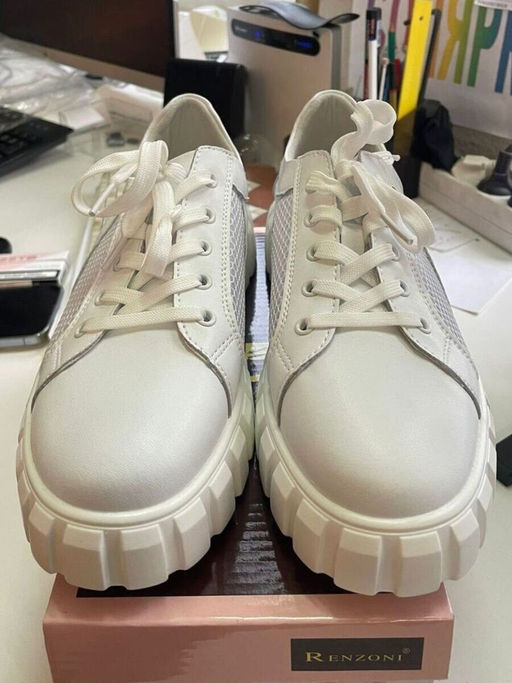 03-PDA93-1 WHITE Полуботинки спортивные женские (натуральная кожа, сетка) - No name фото 16