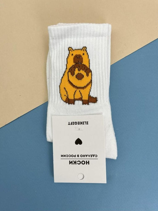 Носки Capybara donut, белый, мужские/женские р. 35-40