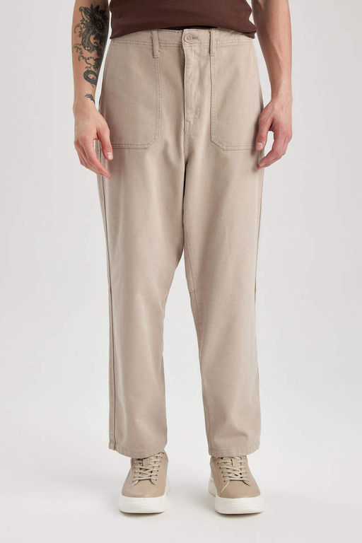 Мешковатые прямые брюки из габардина прямого кроя - Defacto фото 4