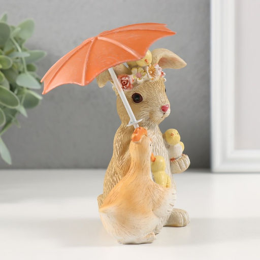 Фигурка полистоун Встреча на Пасху под зонтиком, 11?8.5?12.5 см