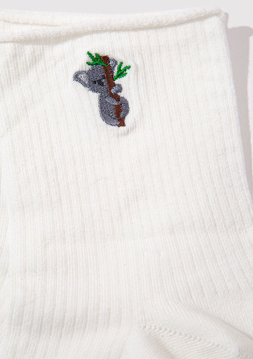 Koala Islemeli Ekru Soket Corap - Mavi фото 2