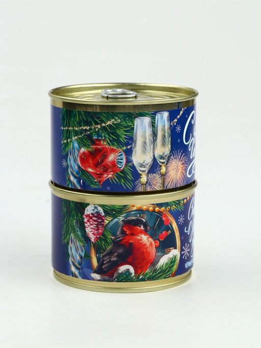 Подарочный набор новогодний в железной банке «С Новым годом»: монпансье 100 г, чай чёрный 50 г, варенье 30 г, открытка