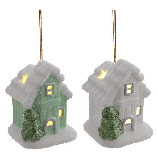 Фигурка декоративная подвесная "Домик" (подсветка, 2xLR44), L6 W6 H8 см, 2в.