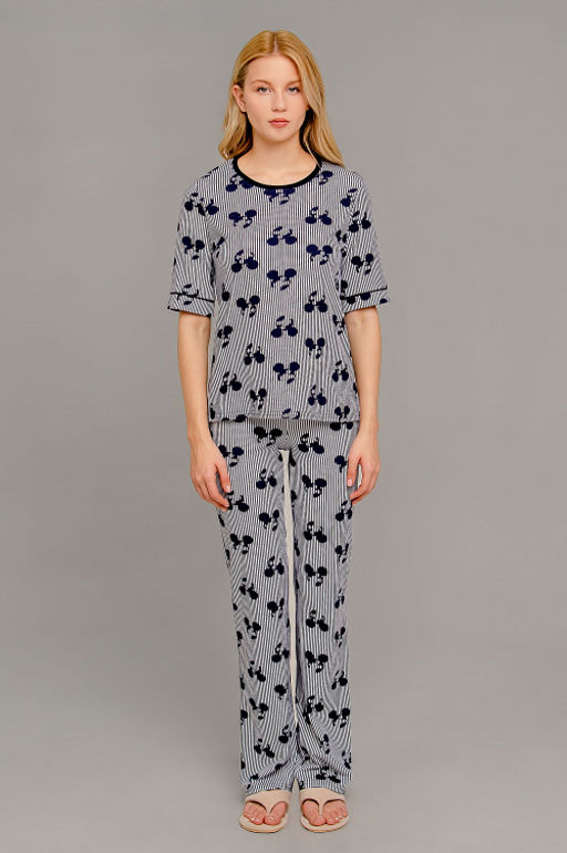 Арт. 9168 Пижама с брюками 42-50 (5 шт) Цвет:верх- синий, белый, низ-синий, белый - Калинка фото 12