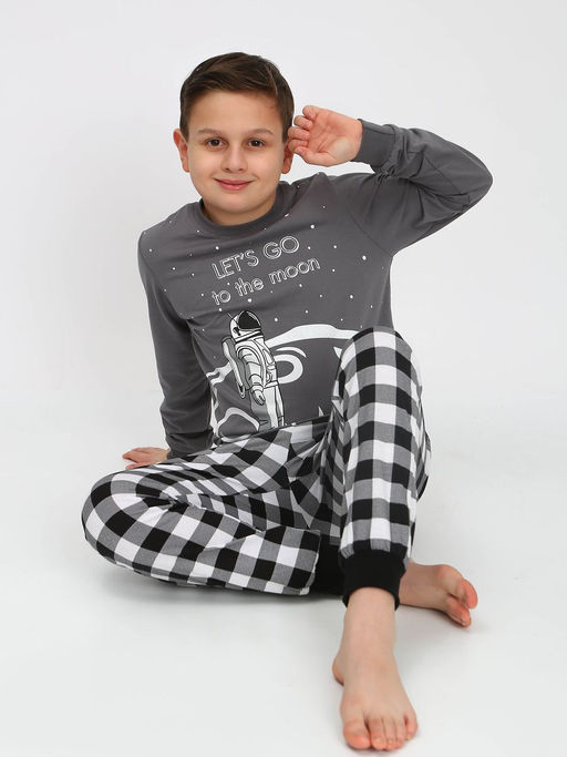 Пижама для мальчика 92178 салатовый/черная клетка 870 Lets go - Let's go фото 8