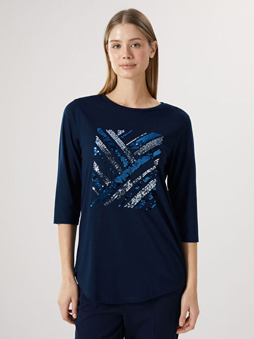 Bisiklet Yaka Pul ??lemeli Kad?n Bluz