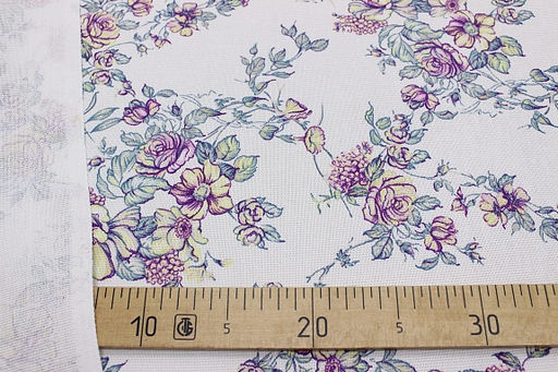 Рогожка Вьющиеся розочки, ш.1.5м, хлопок-100%, 165гр/м.кв - Купава фото 2