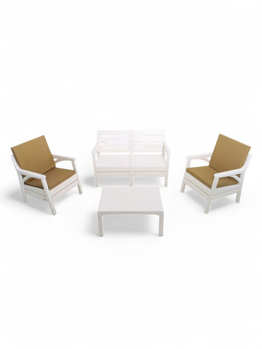 Набор садовой мебели «Евпатория»: 2 кресла, стол, двухместный диван, белый
